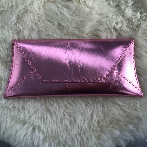 Fascinating Hot Pink Metallic Leather Clutch by VBH Manila First Edition - WOW - Picture 8 of 12